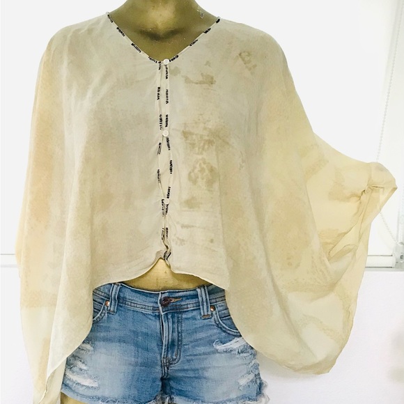 LAURA SIEGEL Handcrafted SLOUCHY Bohemian SILK BLOUSE Medium - Picture 9 of 14